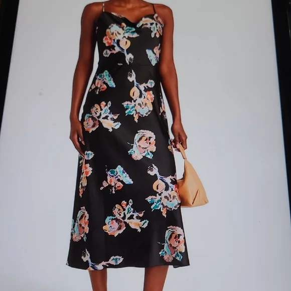 Vince Black Floral Midi Dress - Picture 2 of 4